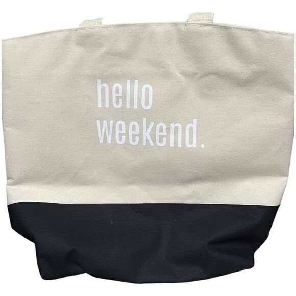 NWT The Royal Standard "Hello Weekend" Tropic Tote Beach Bag Natural/Black - Picture 2 of 4